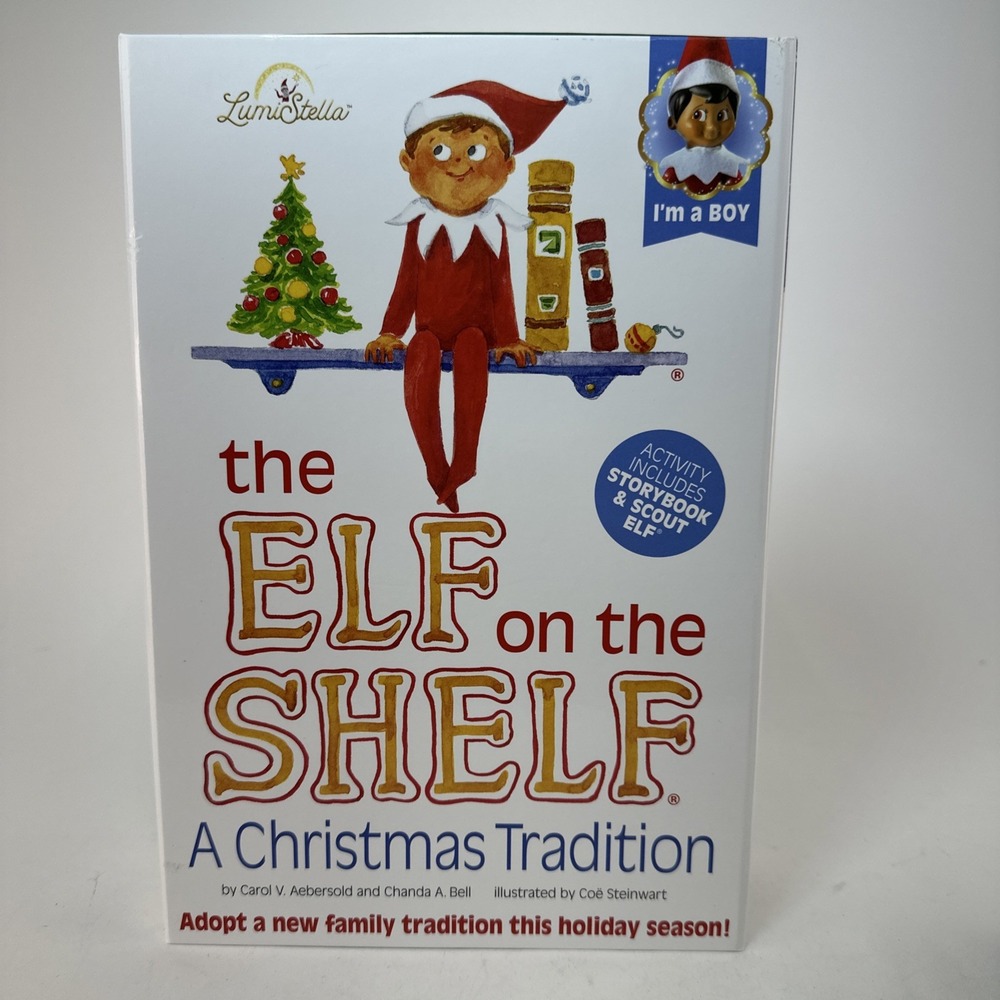 Elf On The Shelf Dark Skin Brown Eyes Girl Doll & Book Boxed Christmas